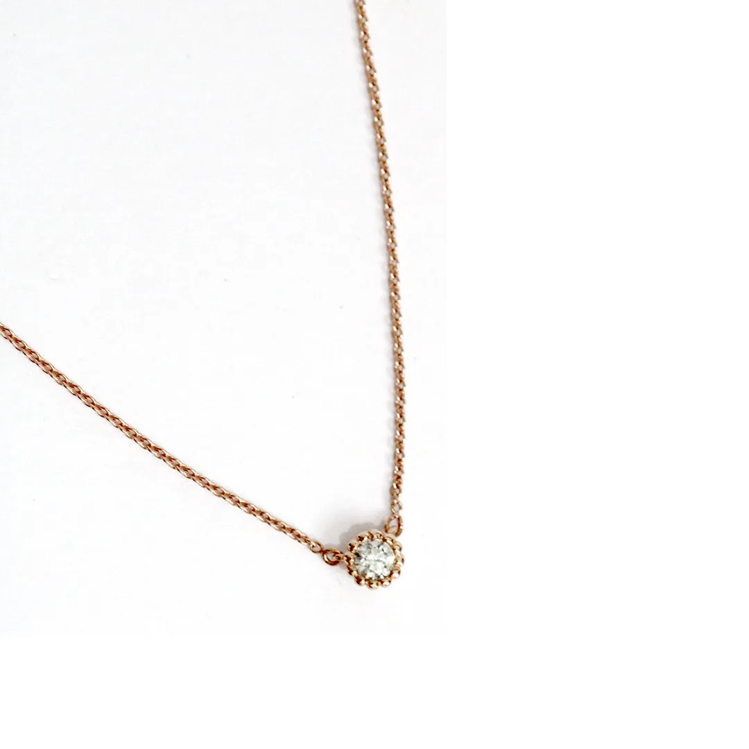 Solitaire Diamond Bezel Beaded Necklace