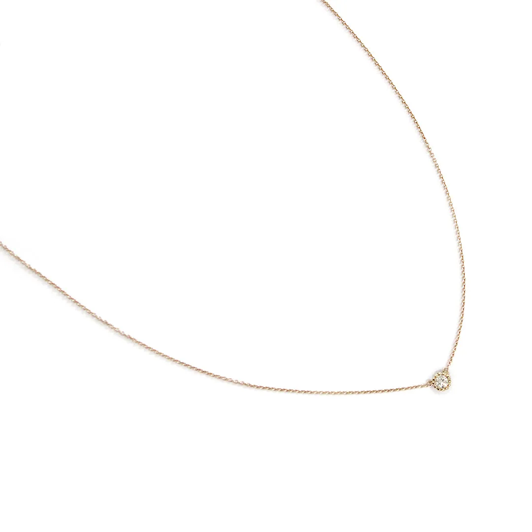 Solitaire Diamond Bezel Beaded Necklace