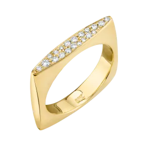 Square Ring with Top Pavé Diamonds
