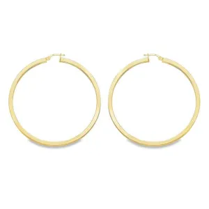 Square Tube 2.5 MM Hoop Earrings in 10K, 14K Yellow Gold