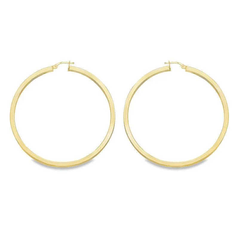 Square Tube 2.5 MM Hoop Earrings in 10K, 14K Yellow Gold