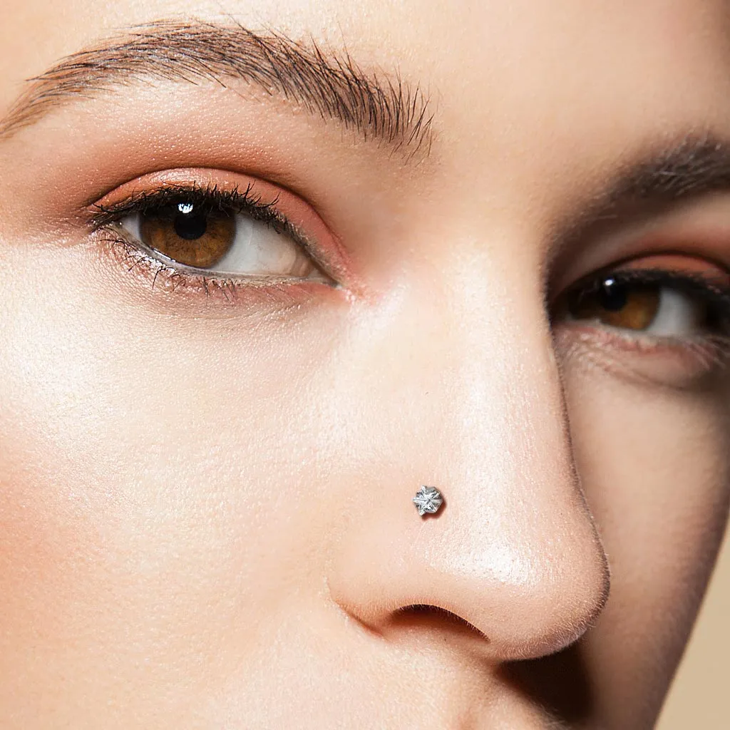 Star CZ Titanium L Blend Nose Stud Ring