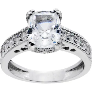 Sterling Silver Emerald Cubic Zirconia Ring -3.42 ct tw