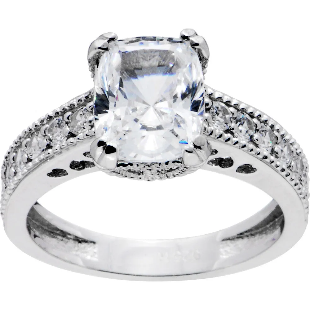 Sterling Silver Emerald Cubic Zirconia Ring -3.42 ct tw
