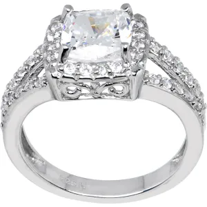Sterling Silver Princess Cubic Zirconia Ring -2.31 ct tw