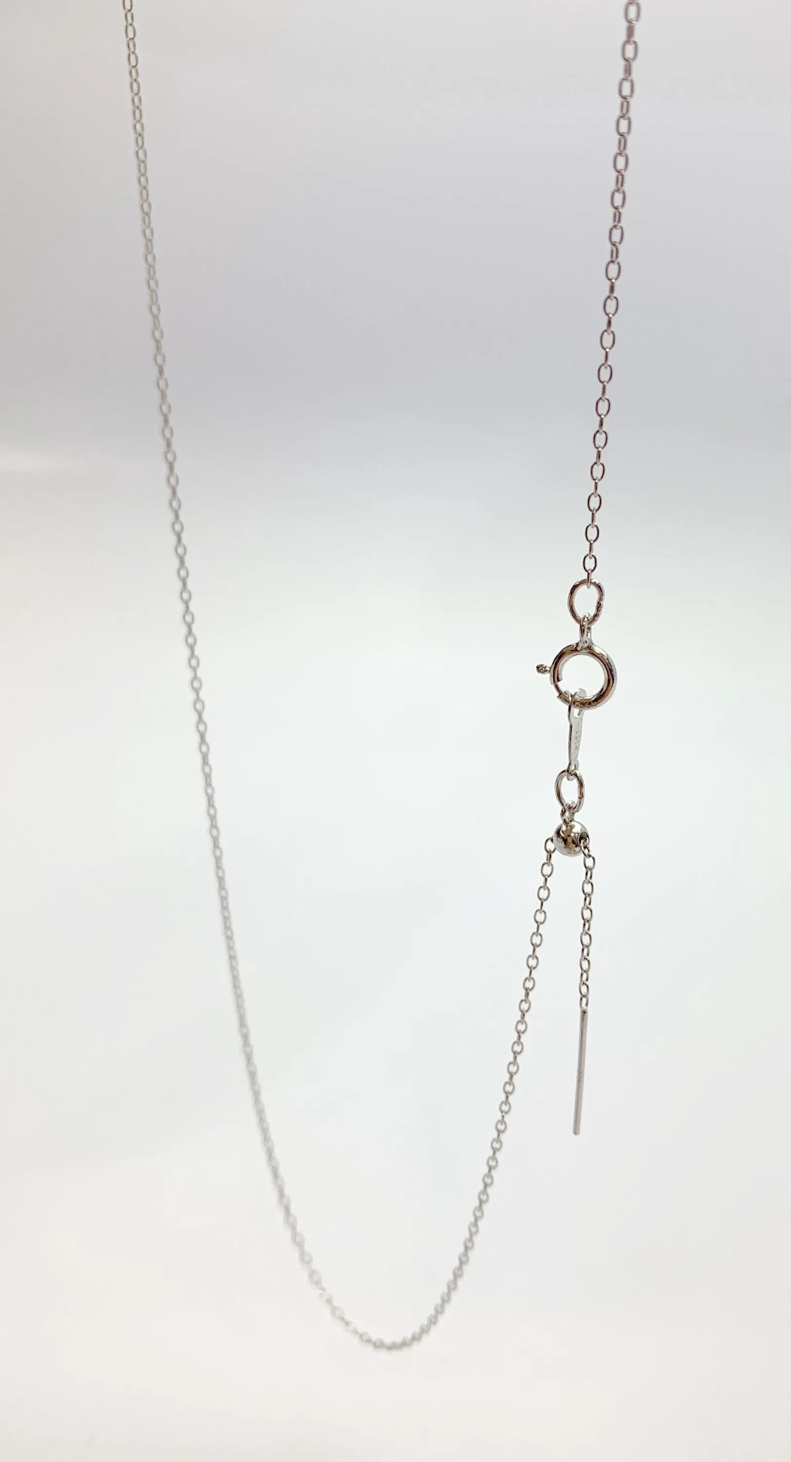 Sterling Silver Rhodium Finish 18.5” Add a Bead Adjustable Cable Chain Necklace 1.1mm