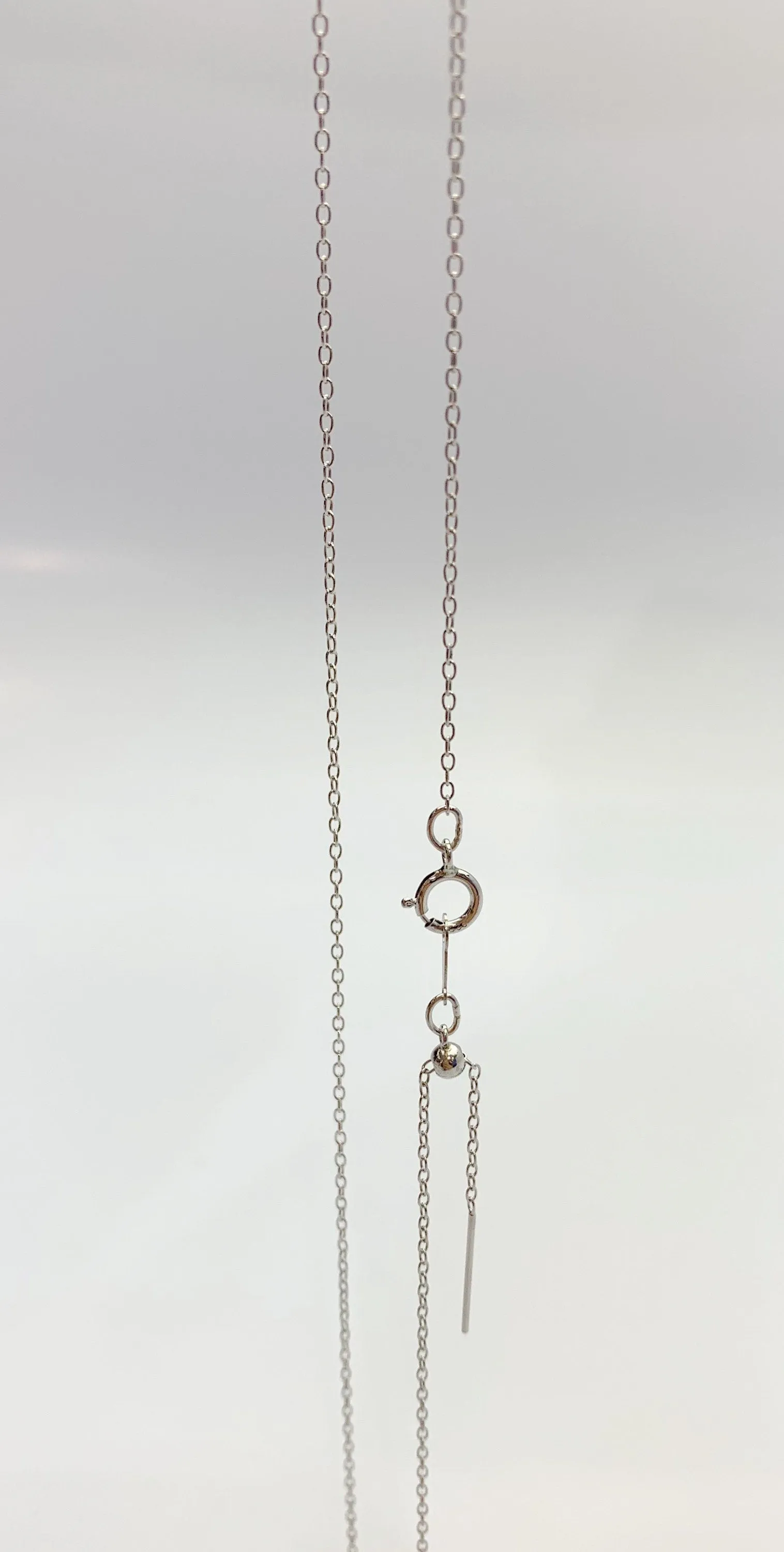 Sterling Silver Rhodium Finish 18.5” Add a Bead Adjustable Cable Chain Necklace 1.1mm