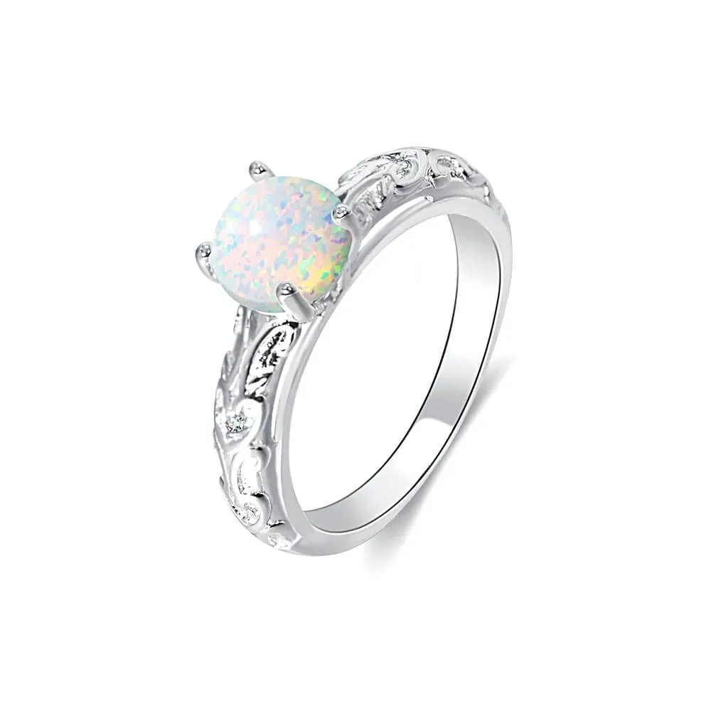 Sterling Silver Simple Exquisite Opal Ring
