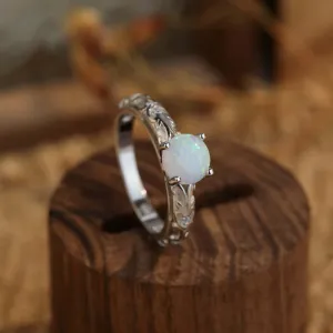 Sterling Silver Simple Exquisite Opal Ring