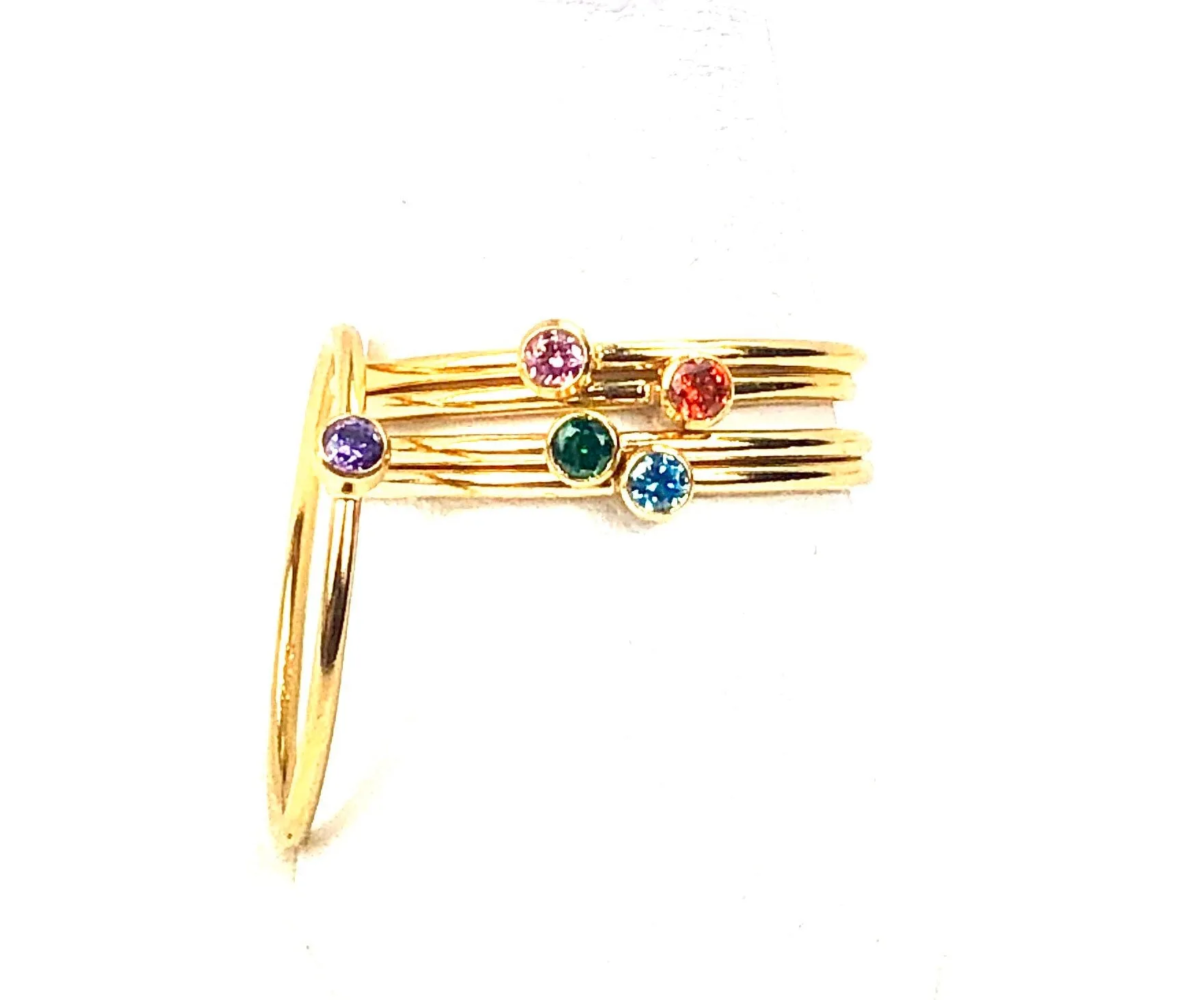 Stunning 14KGF stackable rings , Multicolored cubic zirconia, 14K gold filled , SLU#4020R5M6
