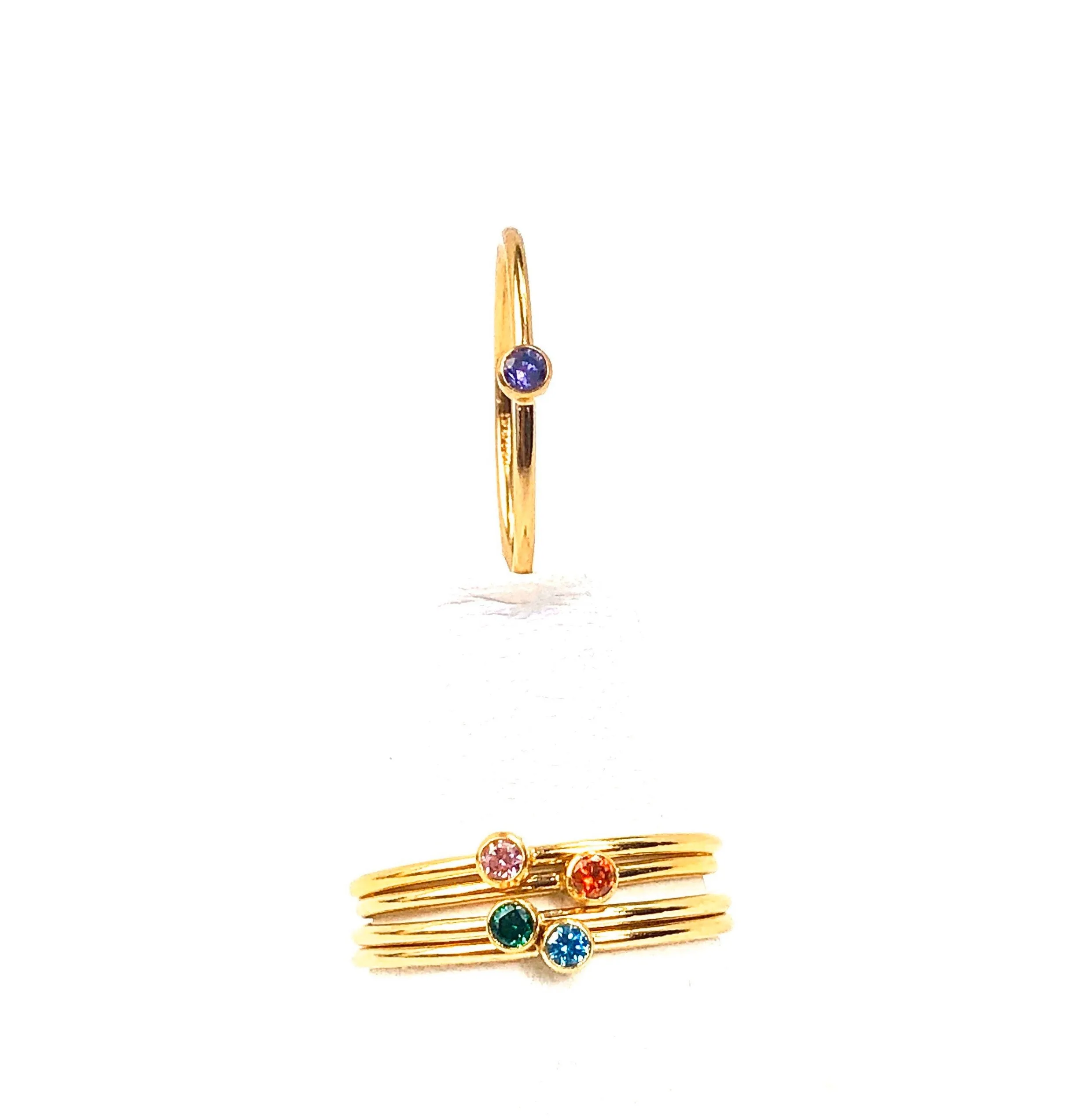 Stunning 14KGF stackable rings , Multicolored cubic zirconia, 14K gold filled , SLU#4020R5M6