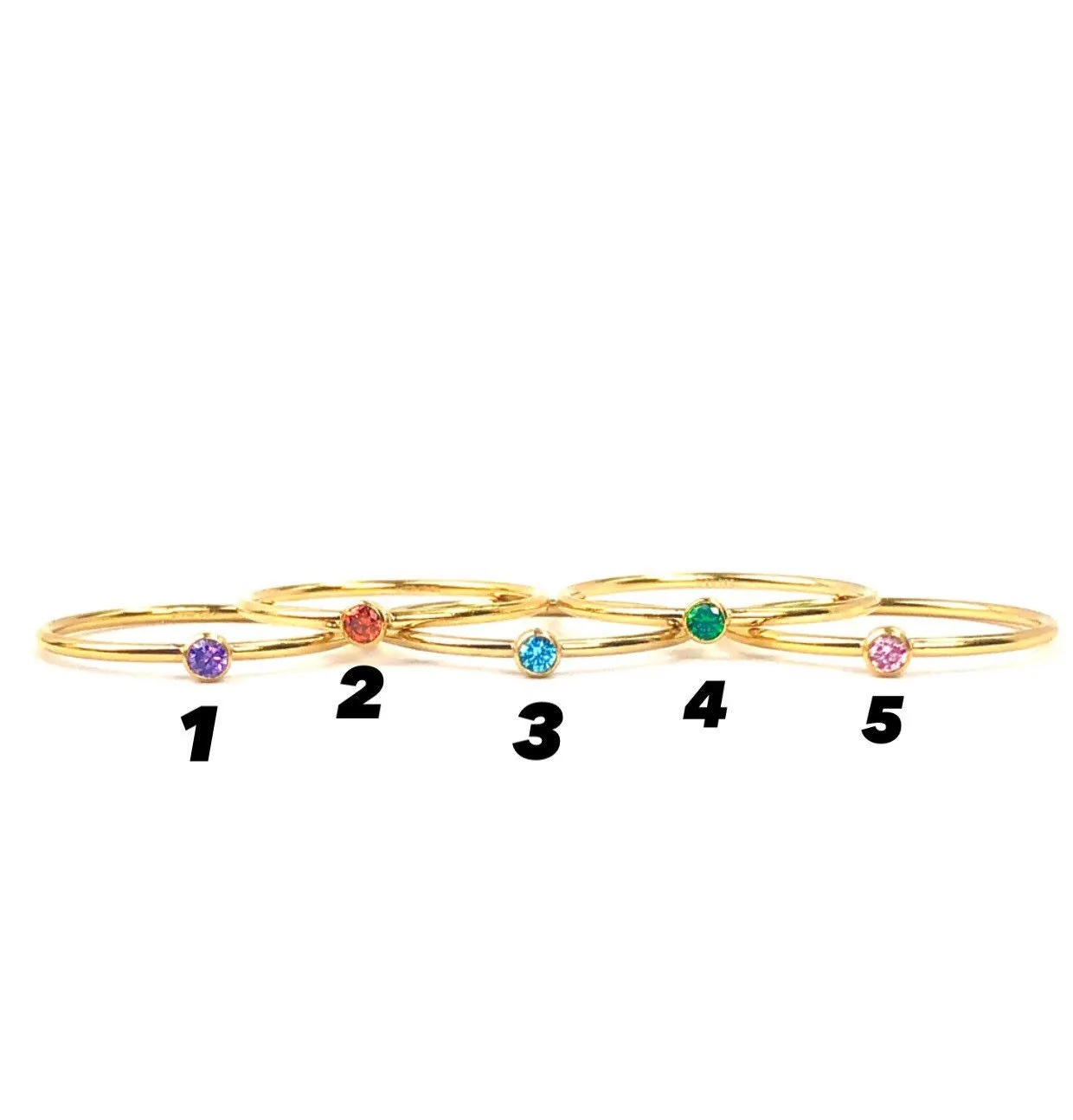Stunning 14KGF stackable rings , Multicolored cubic zirconia, 14K gold filled , SLU#4020R5M6