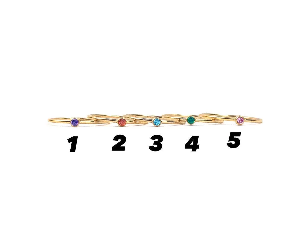 Stunning 14KGF stackable rings , Multicolored cubic zirconia, 14K gold filled , SLU#4020R5M6