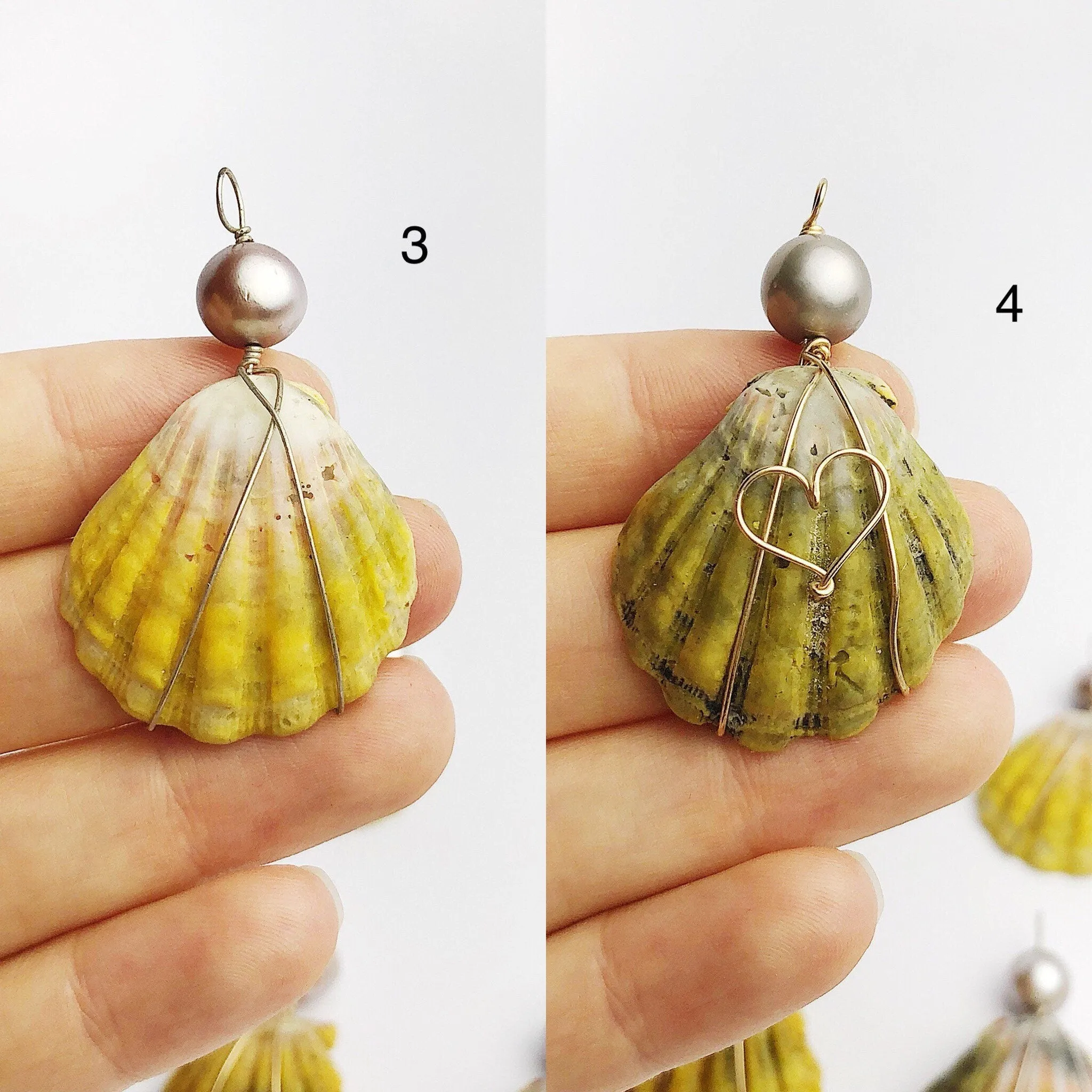 Sunrise Shell Wire and Pearl Pendants from Hawaii - Natural Color - Sunrise Shells - Sunnies (387 No. 1-10)