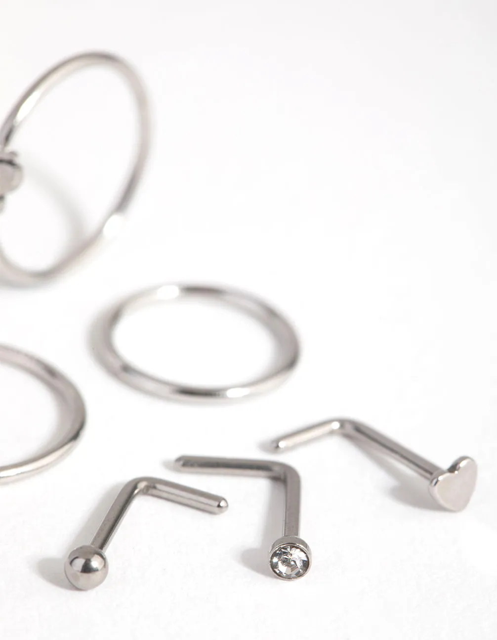 Surgical Steel Silver Butterfly Nose Stud 6-Pack