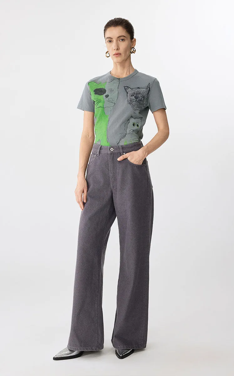 T-shirt / JNBY Playful Cat Graphic Cotton T-Shirt