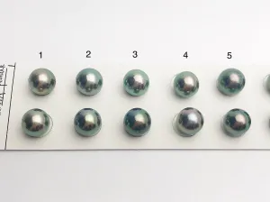 Tahitian Loose Pearls, Round AA, Peacock Multi Colored Matched Pairs, 10-10.5mm, #658