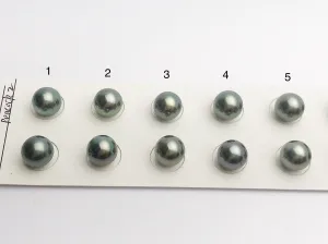 Tahitian Loose Pearls, Round AAA, Blue/Grey Peacock Matched Pairs, 8.5-9mm, #654