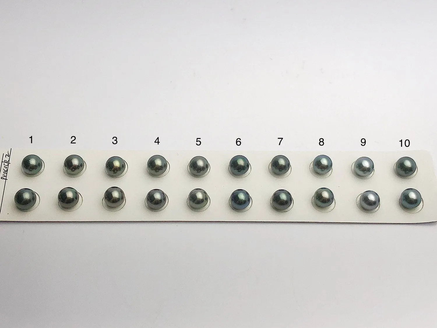 Tahitian Loose Pearls, Round AAA, Blue/Grey Peacock Matched Pairs, 8.5-9mm, #654