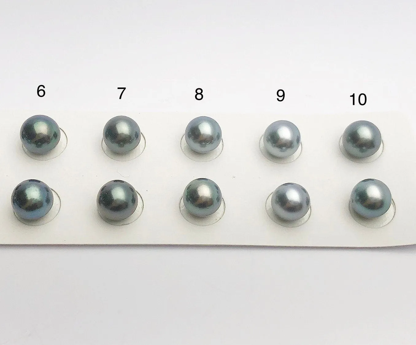 Tahitian Loose Pearls, Round AAA, Blue/Grey Peacock Matched Pairs, 8.5-9mm, #654