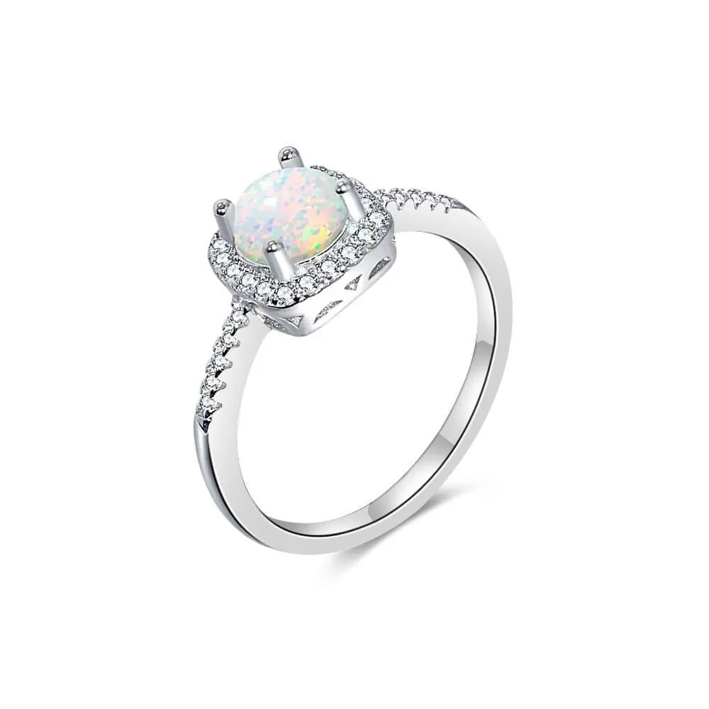 Temperament Zircon Light Luxury Square Opal Ring