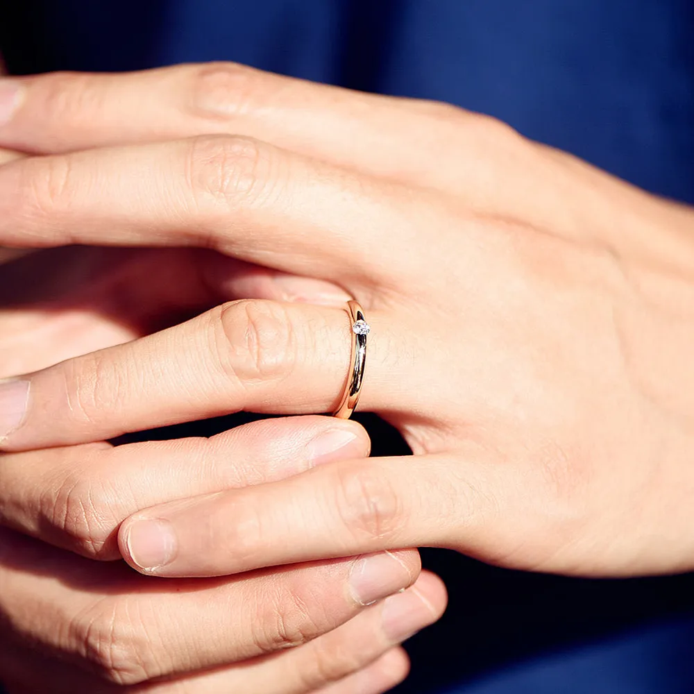 Tension Setting Diamond Dome Wedding Ring