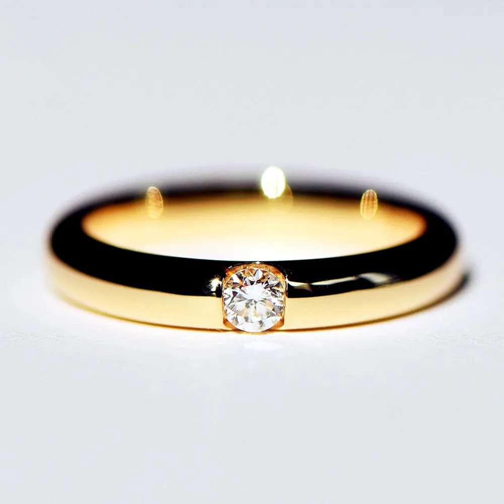 Tension Setting Diamond Dome Wedding Ring