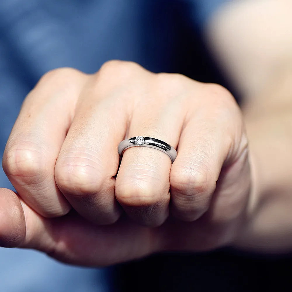 Tension Setting Diamond Dome Wedding Ring