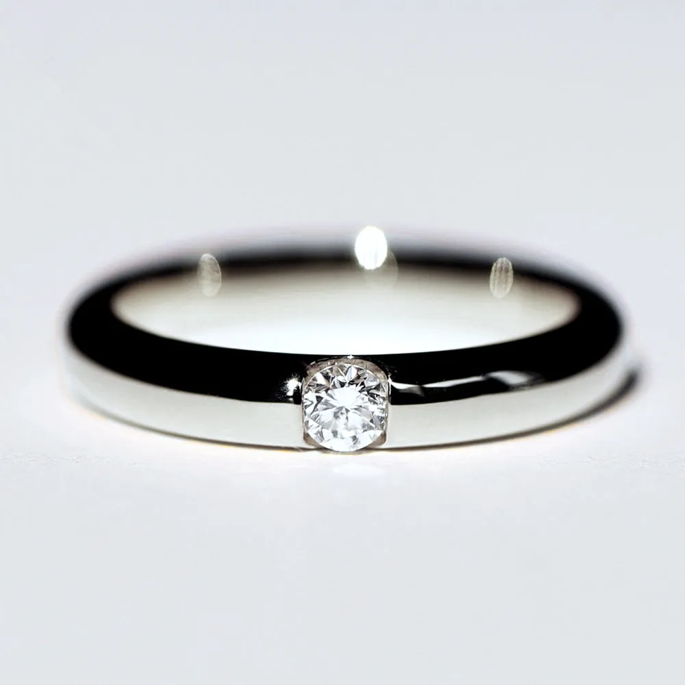 Tension Setting Diamond Dome Wedding Ring