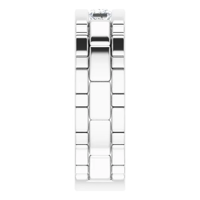 Three Stone 1.0 ctw Channel Set Princess Diamond Men's Ring Watch Link Style