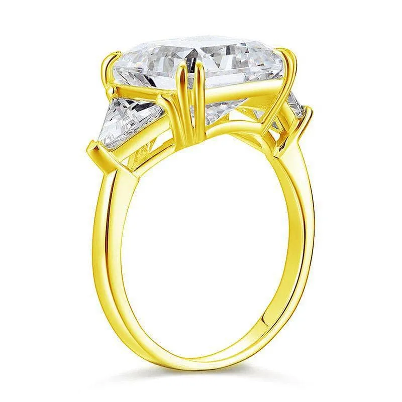 Three-Stone Luxury Anniversary Ring 8 Carat Created Diamond Yellow Gold Plated