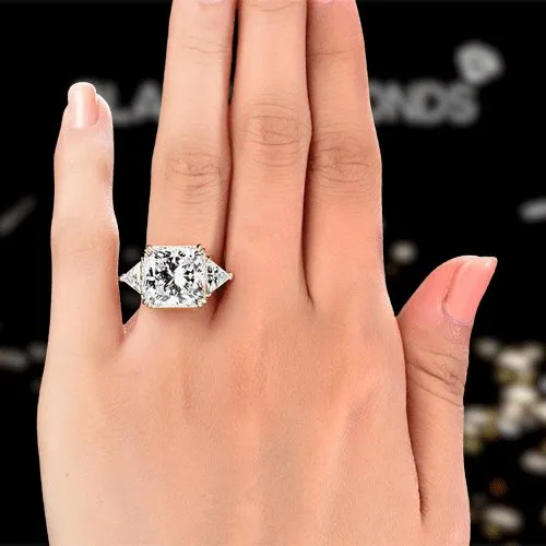 Three-Stone Luxury Anniversary Ring 8 Carat Created Diamond Yellow Gold Plated