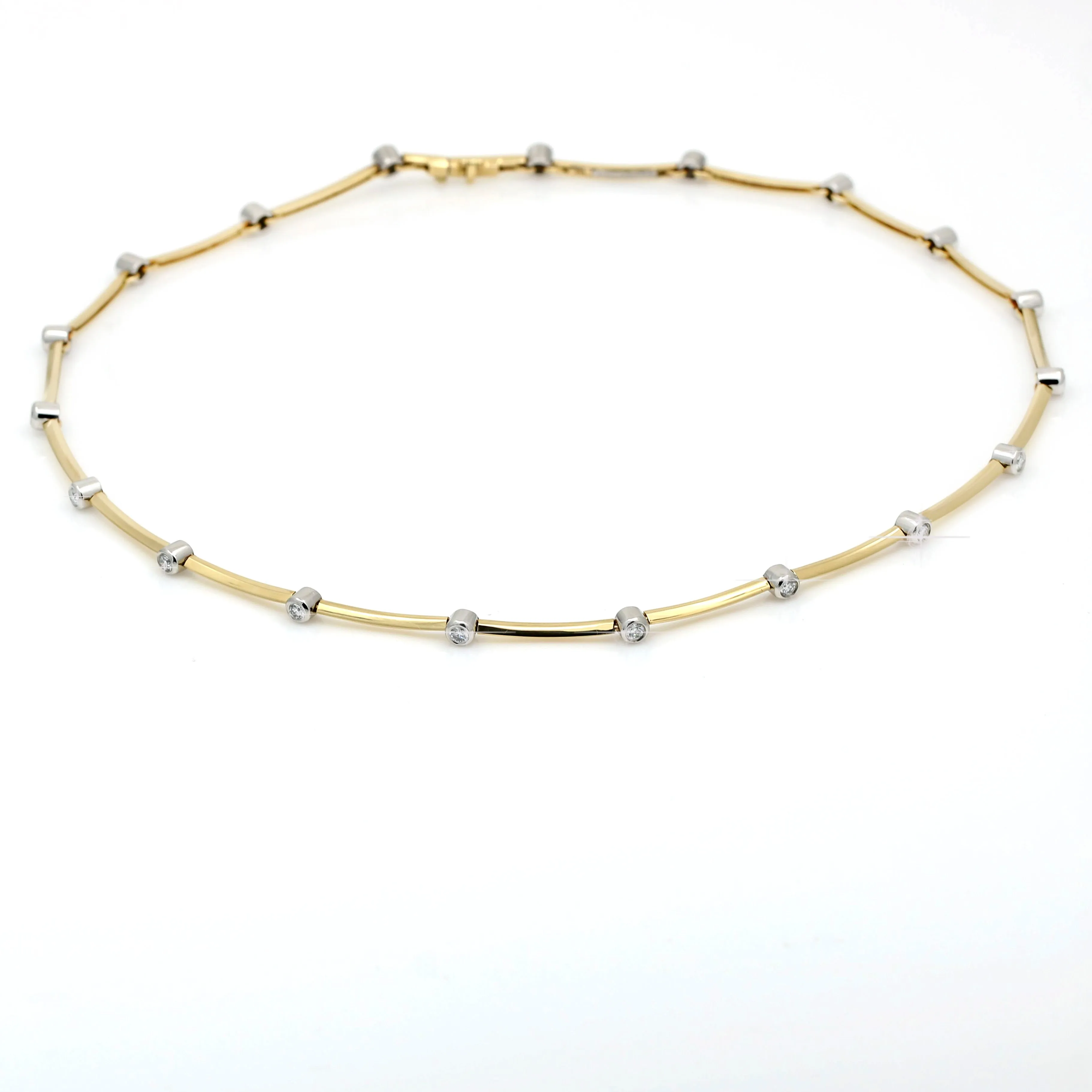 Tiffany & Co. Diamond Bezel Necklace Platinum 18k Yellow Gold