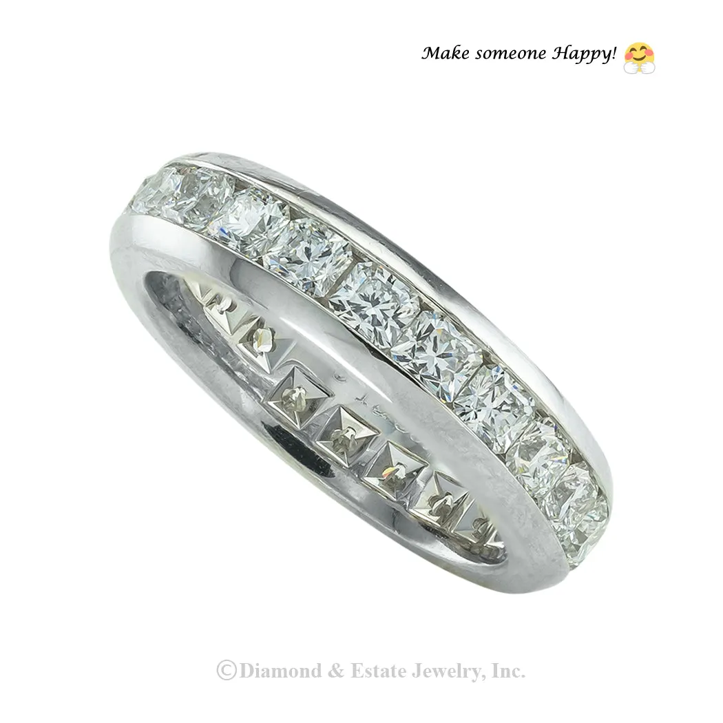 Tiffany & Co Lucida Cut Diamond Platinum Eternity Ring Size 5 3/4
