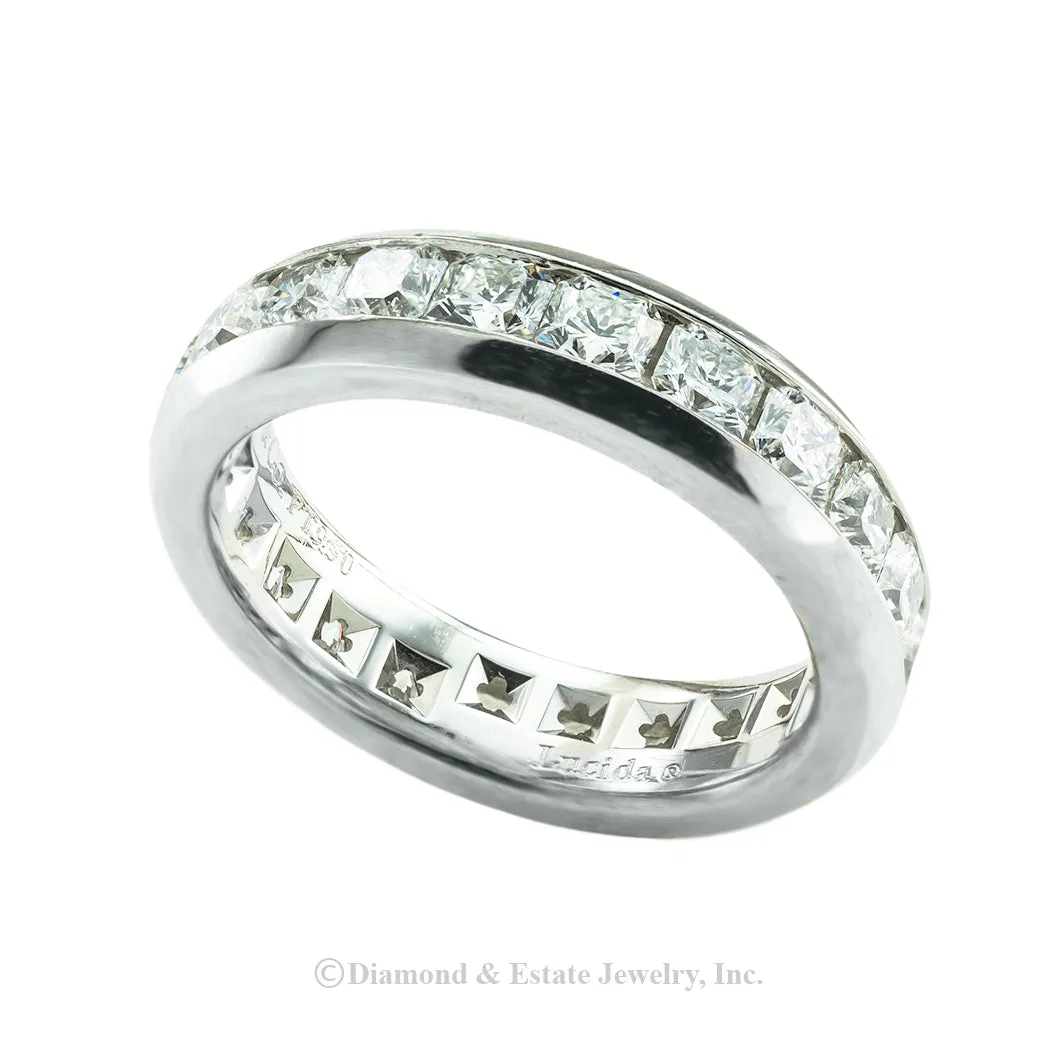 Tiffany & Co Lucida Cut Diamond Platinum Eternity Ring Size 5 3/4