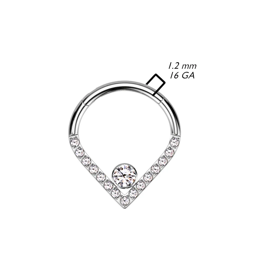 Titanium Hinged Segment Hoop Ring Chevron For Nose Septum Cartilage