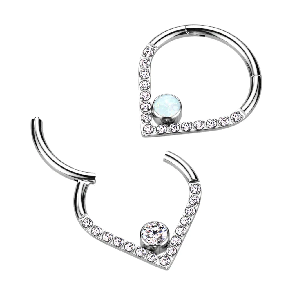 Titanium Hinged Segment Hoop Ring Chevron For Nose Septum Cartilage