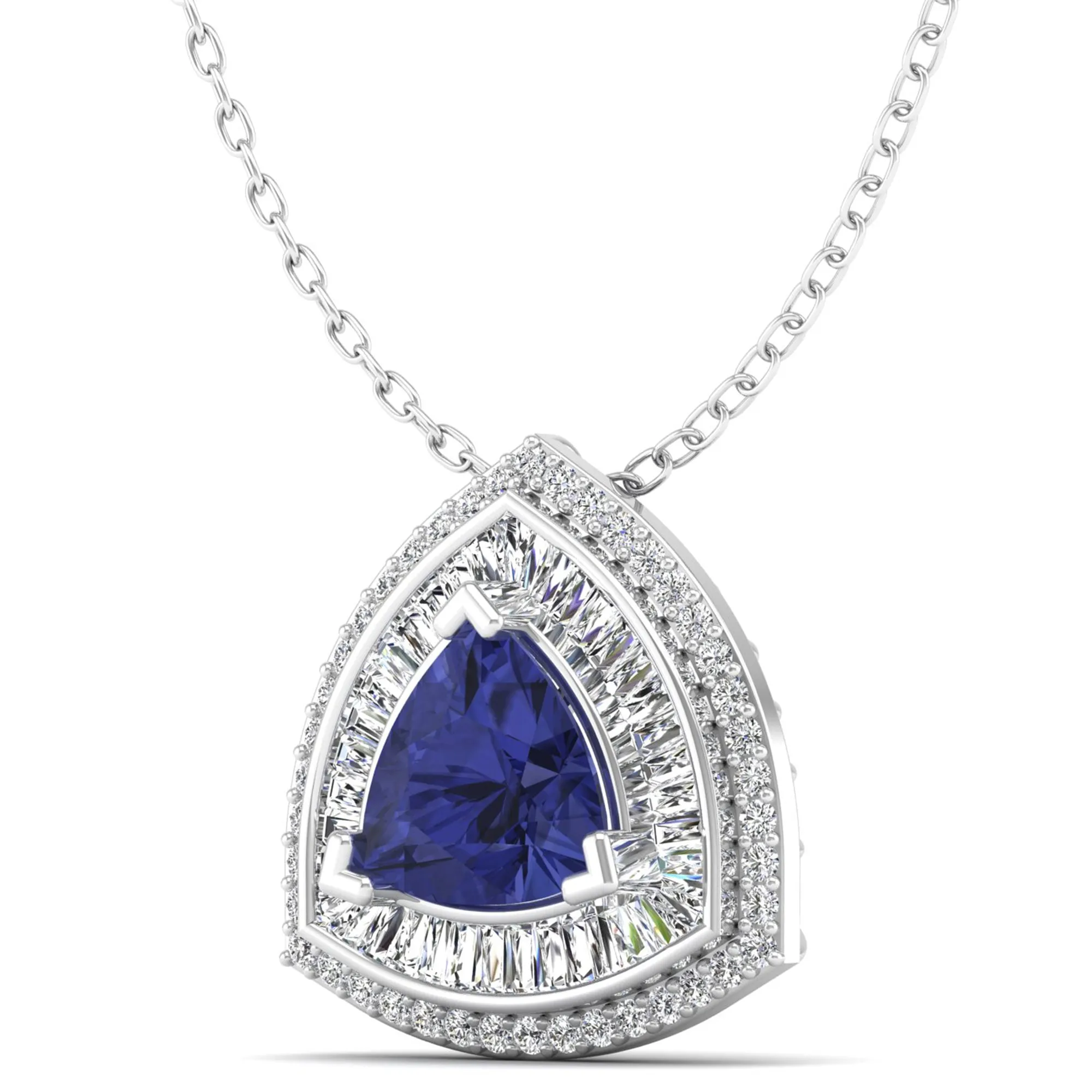 Trillion Cut Tanzanite and Diamond Pendant
