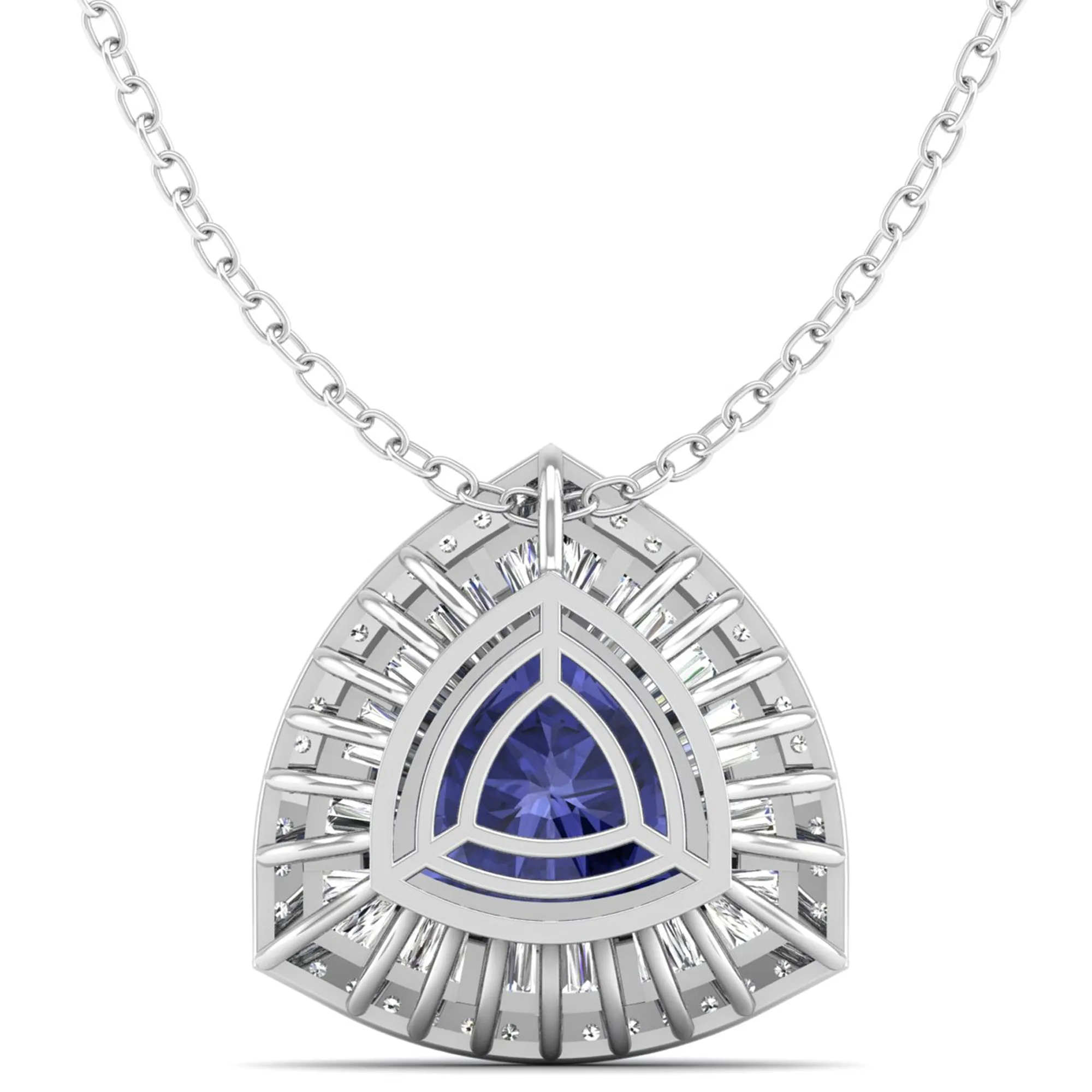 Trillion Cut Tanzanite and Diamond Pendant