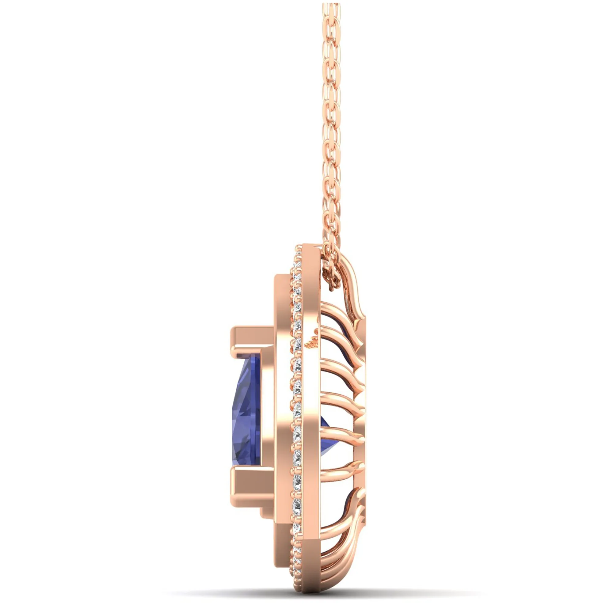 Trillion Cut Tanzanite and Diamond Pendant