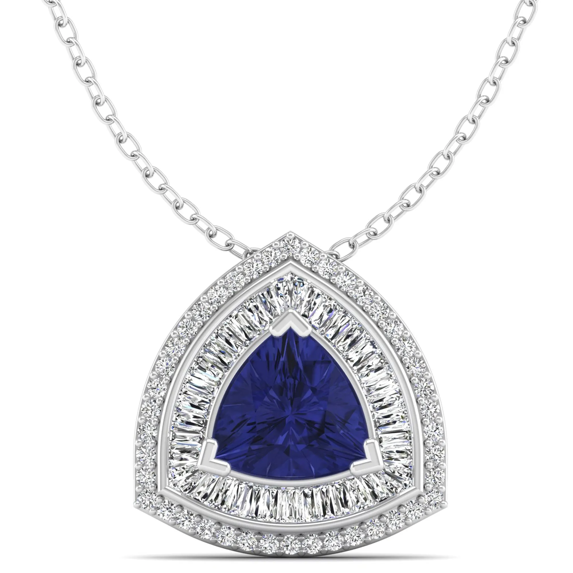 Trillion Cut Tanzanite and Diamond Pendant