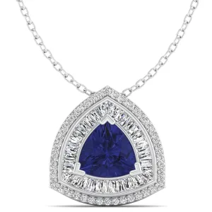Trillion Cut Tanzanite and Diamond Pendant