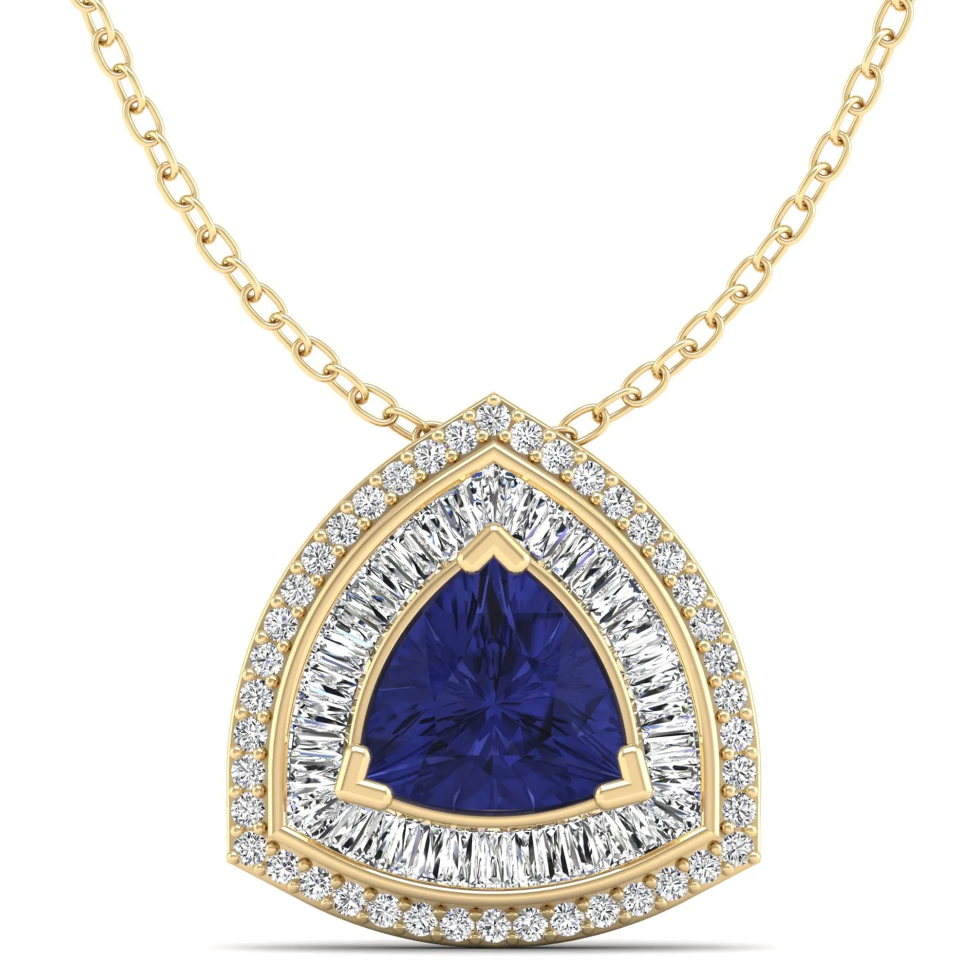 Trillion Cut Tanzanite and Diamond Pendant
