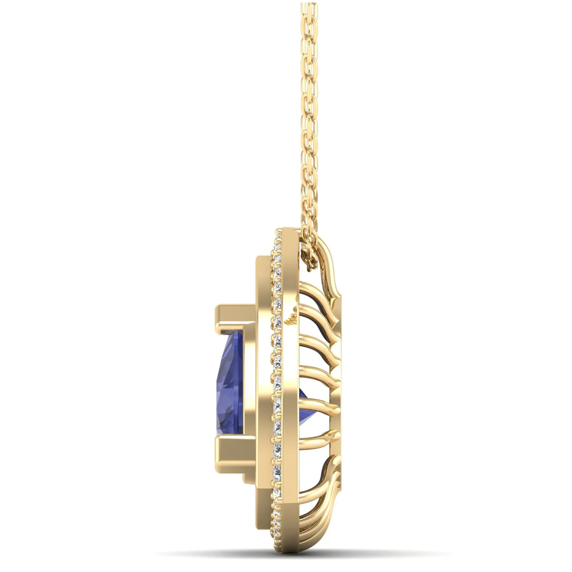 Trillion Cut Tanzanite and Diamond Pendant