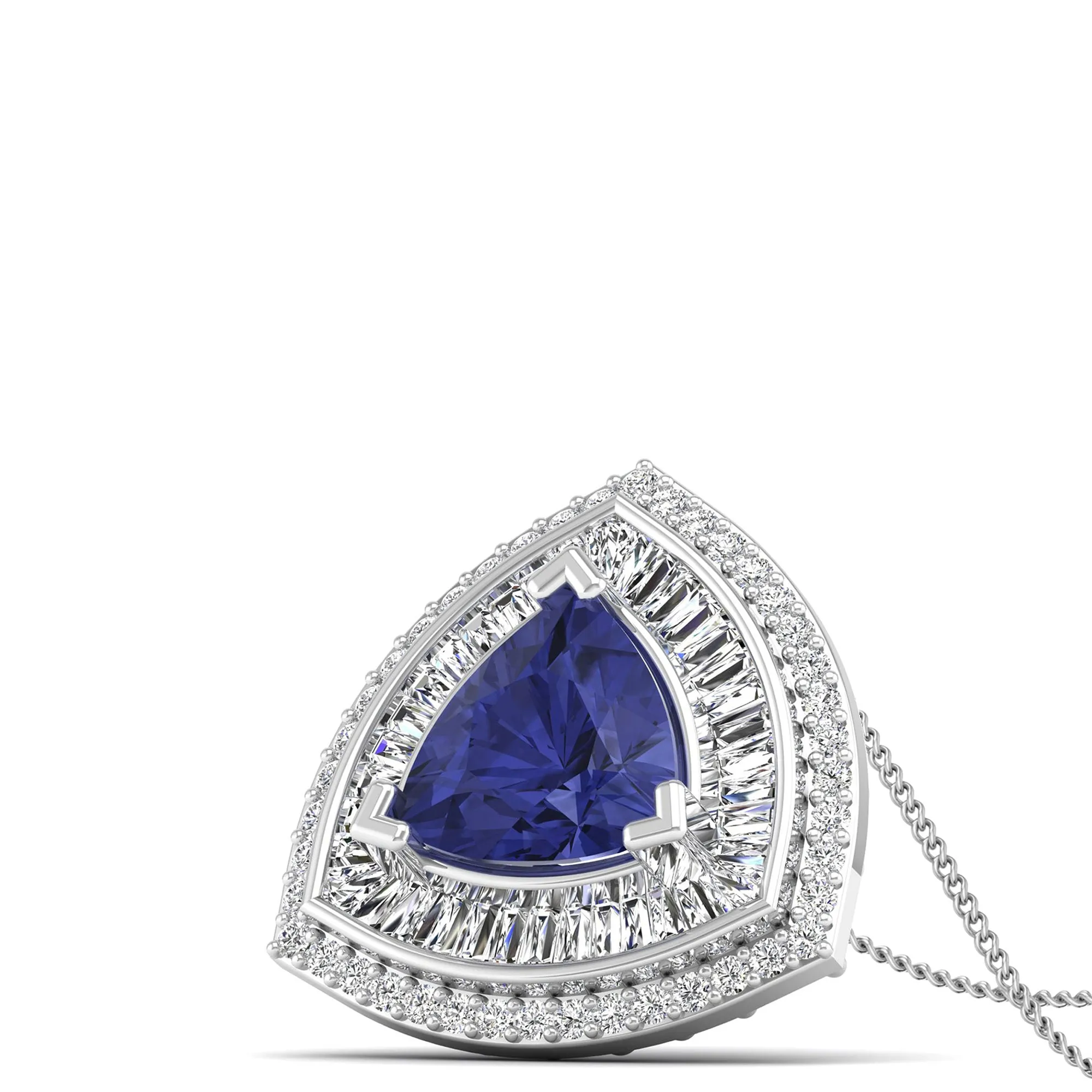 Trillion Cut Tanzanite and Diamond Pendant