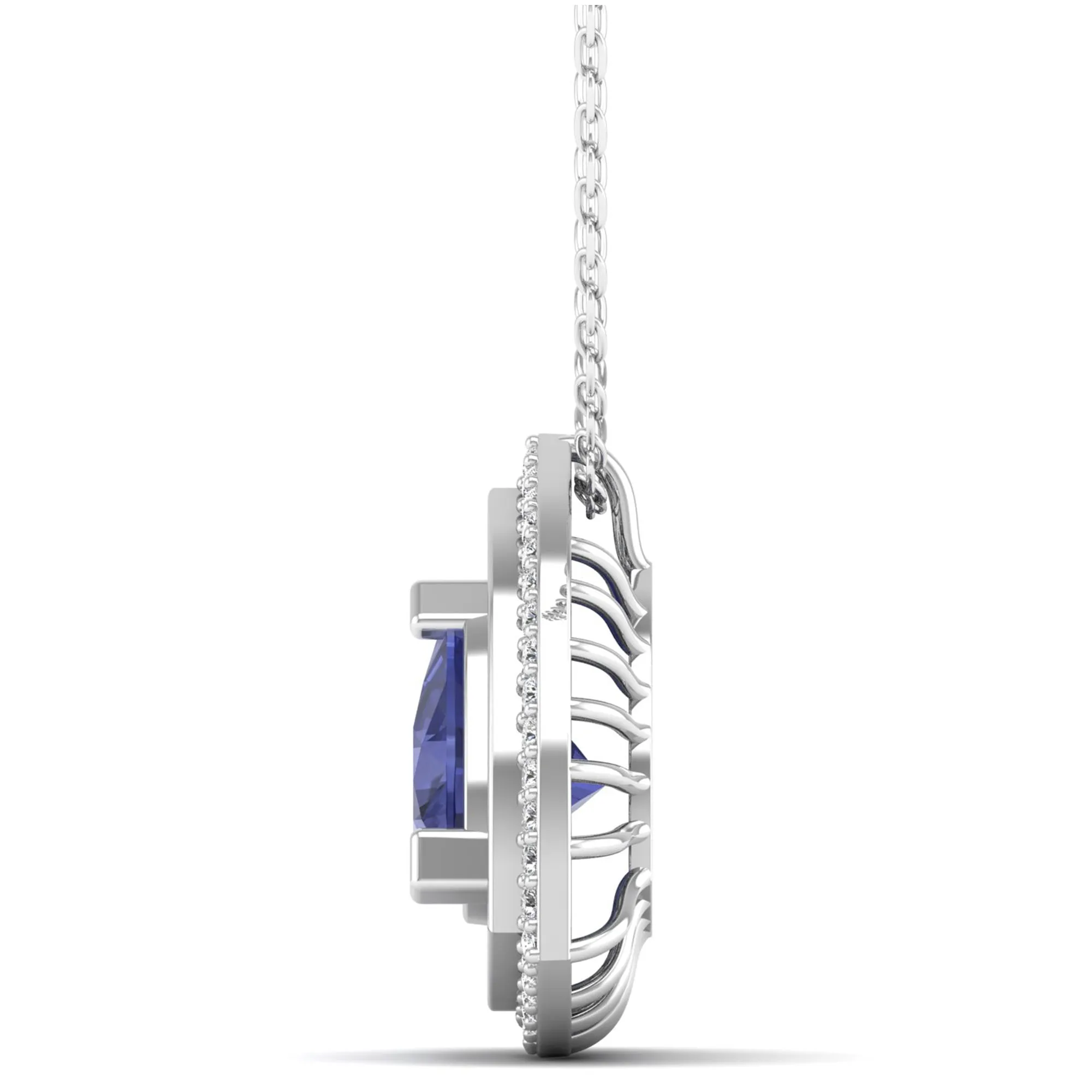 Trillion Cut Tanzanite and Diamond Pendant