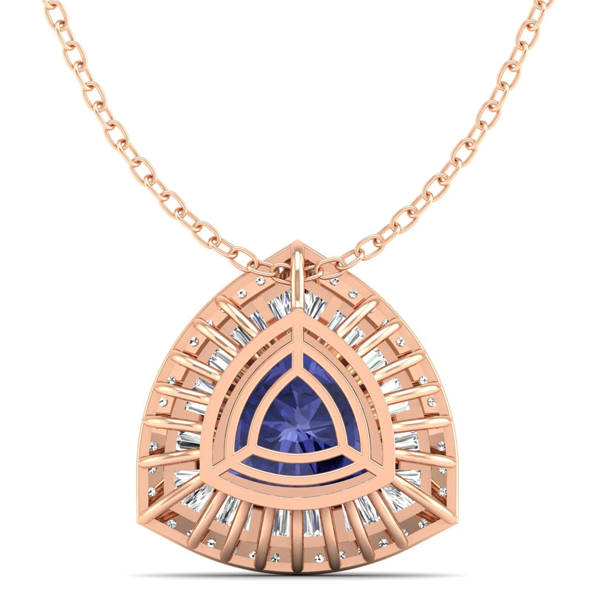 Trillion Cut Tanzanite and Diamond Pendant