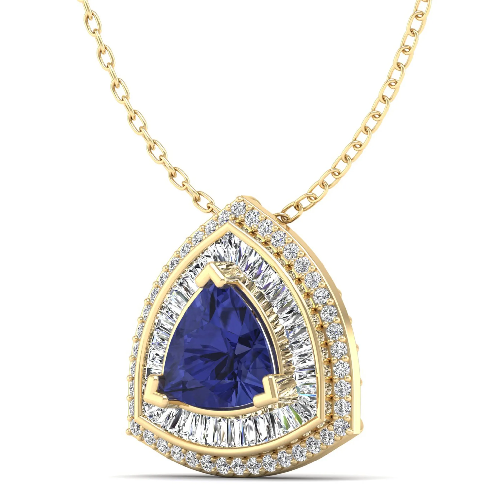Trillion Cut Tanzanite and Diamond Pendant