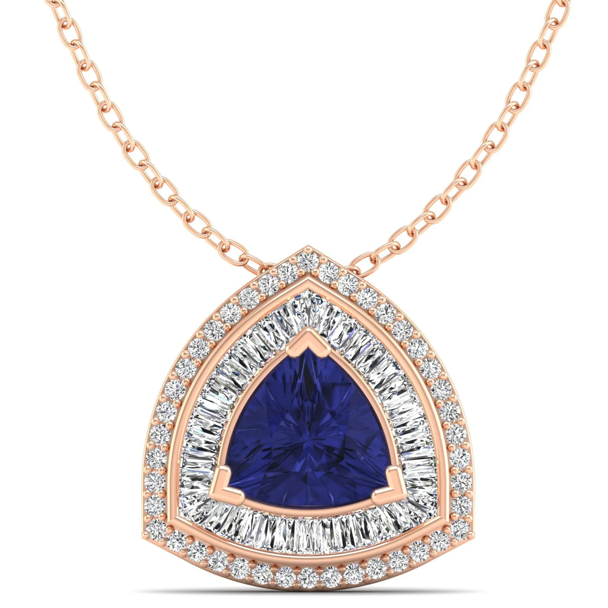 Trillion Cut Tanzanite and Diamond Pendant
