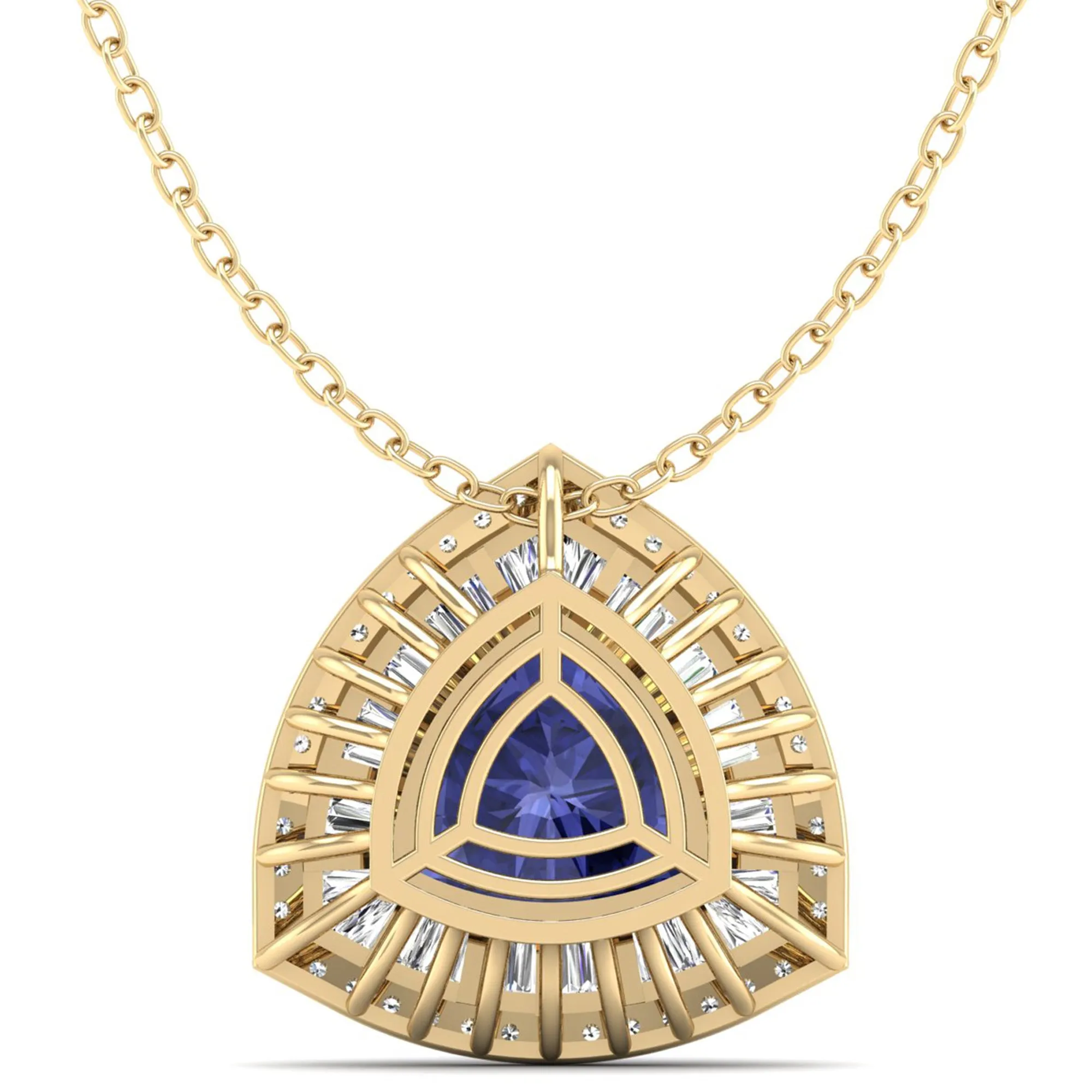 Trillion Cut Tanzanite and Diamond Pendant